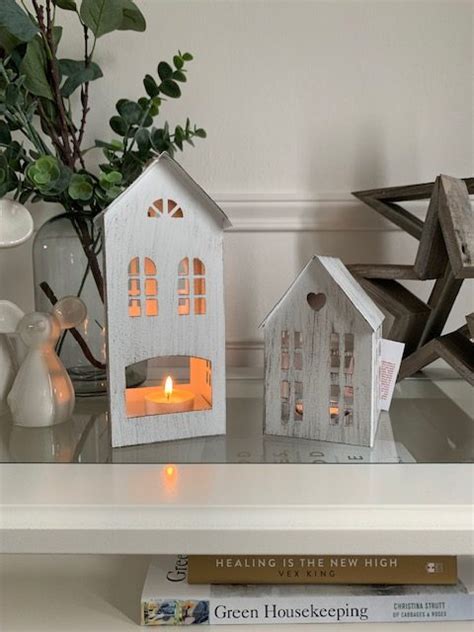 metal houses for tea lights|white metal tea light house.